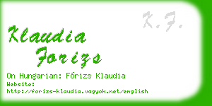 klaudia forizs business card